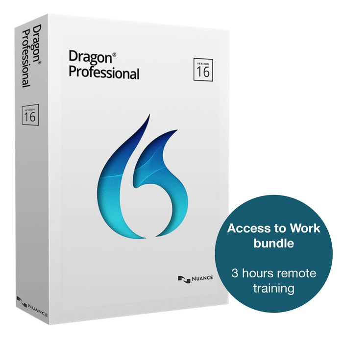 Access to Work: Nuance Dragon Professional V16 Single User + 3 hours Remote Training