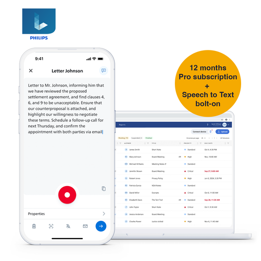 SpeechLive Pro Business Package + Speech-To-Text Bolt-on (Single-user, 12 Month Subscription)